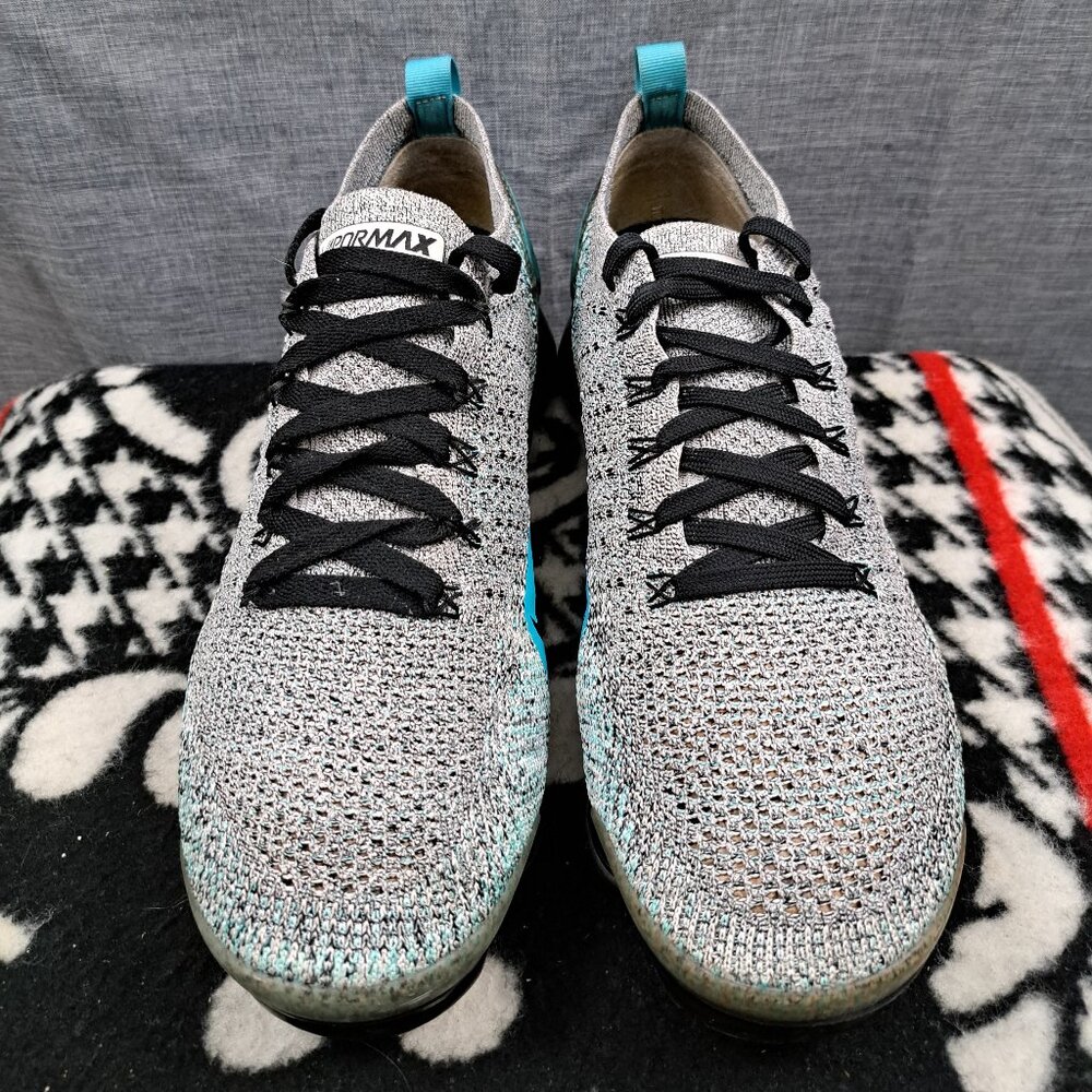 %Size 10 Men Nike Air VaporMax Flyknit 2 Dusty Cactus Blue Sneakers / A 19 - Picture 3 of 13